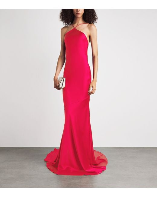 Alex Perry Pink Silk Halterneck Gown