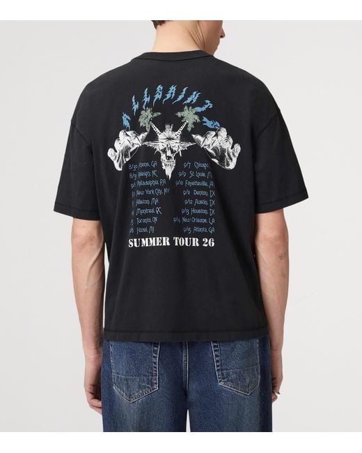 AllSaints Black Organic Cotton Palm Ripper T-Shirt for men