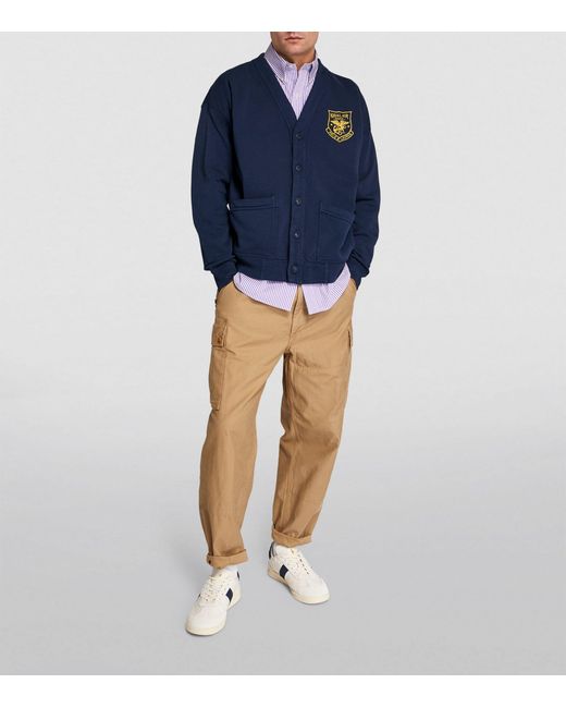 Polo Ralph Lauren Blue Cotton-blend Crest-detail Cardigan for men