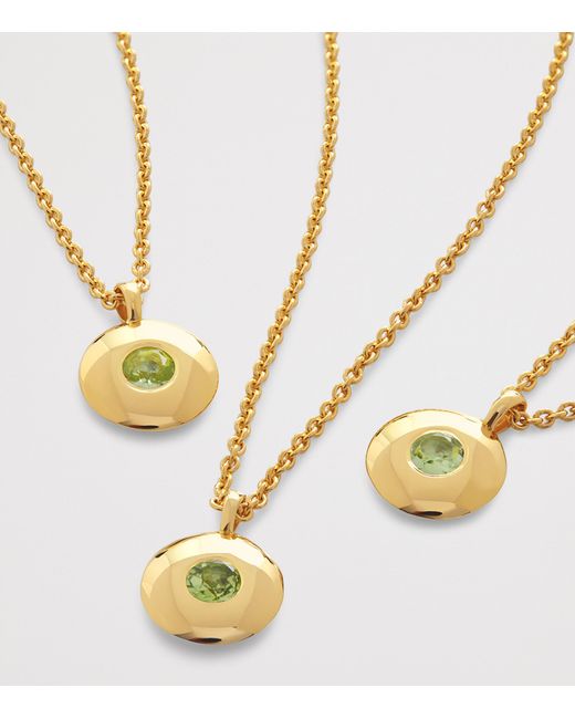 Monica Vinader Metallic Vermeil And Peridot August Birthstone Necklace