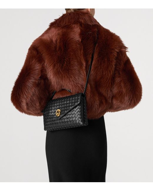 Bottega Veneta Black Lambskin Knot Lock Top-Handle Bag