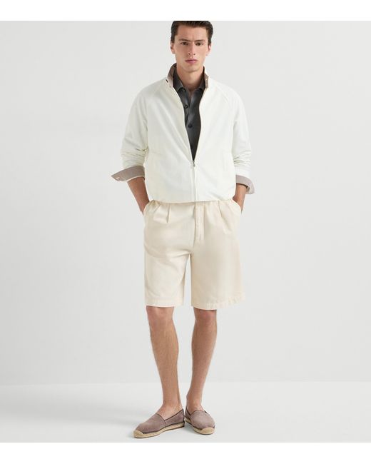 Brunello Cucinelli White Cotton-Blend Water-Resistant Jacket for men