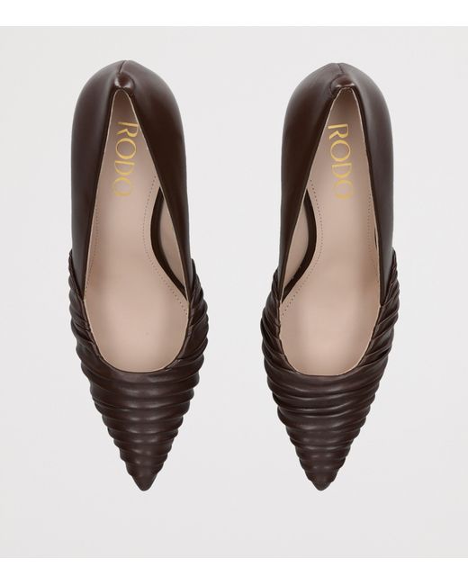 Rodo Brown Leather Tracy Pumps 80