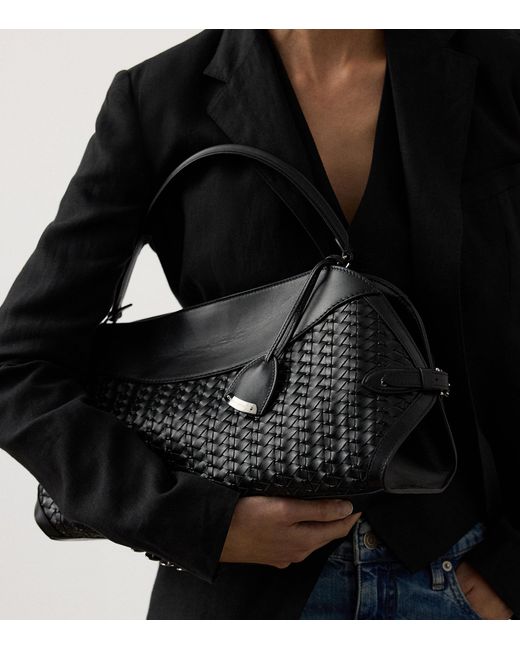 Ralph Lauren Black Leather Braided The Ralph Shoulder Bag