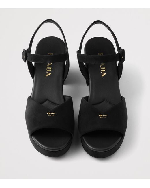 Prada Black Suede Padded Heeled Sandals 65