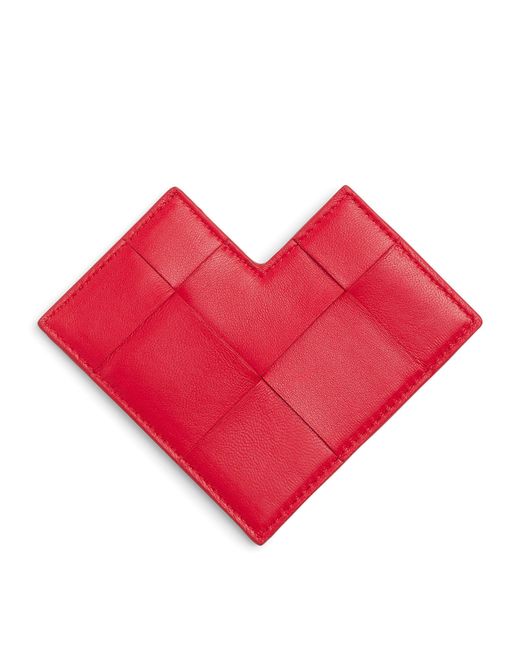 Bottega Veneta Red Leather Cassette Heart Card Holder