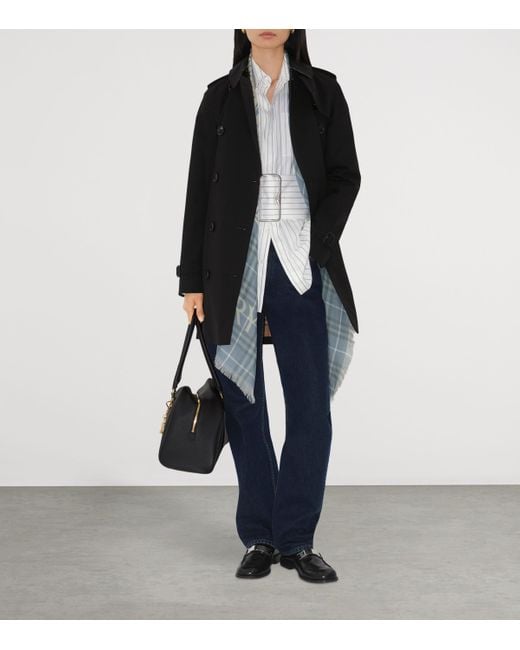 Burberry Black Cotton Short Kensington Heritage Trench Coat