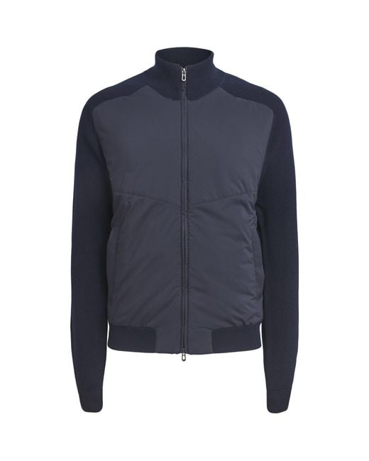 Sease Blue Virgin Wool-Shell Bomber Jacket for men