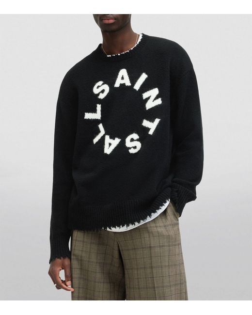 AllSaints Black Tiago Crew-neck Sweater for men