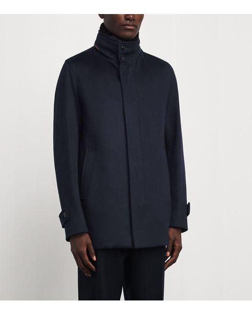 Herno Blue Cashmere Car Coat for men