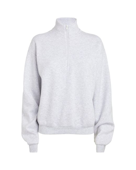 Skims White Cotton-blend Half-zip Sweatshirt
