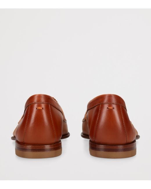 Santoni Brown Leather Luce Loafers