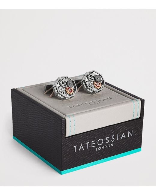 Tateossian Black Palladium Octo Gear Cufflinks for men