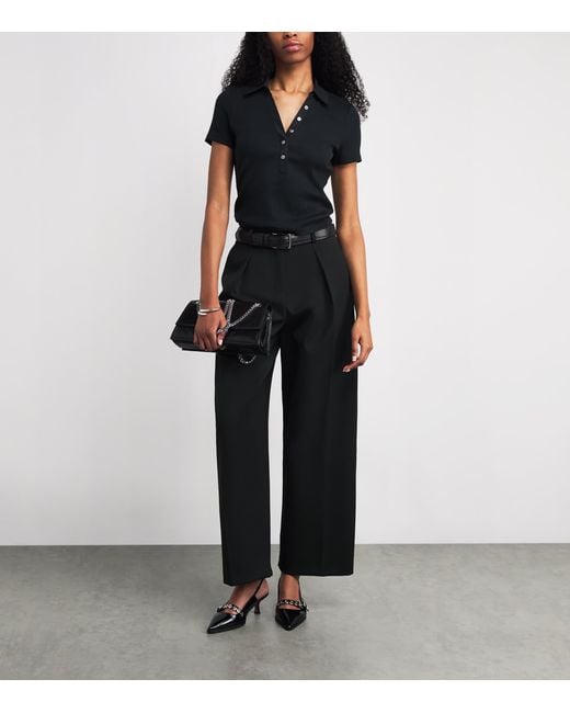 Maje Black Pleated Wide-Leg Trousers