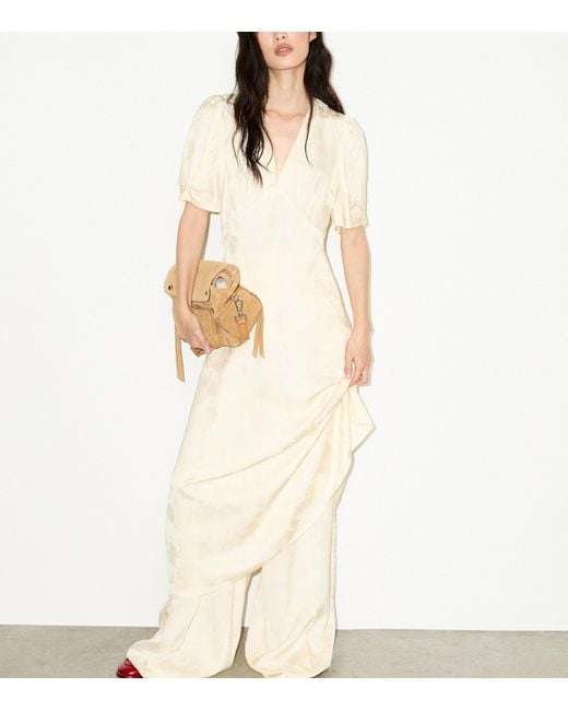 MAX&Co. White Satin V-Neck Midi Dress