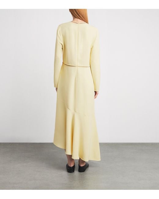 Fabiana Filippi Yellow Asymmetric Cady Midi Dress