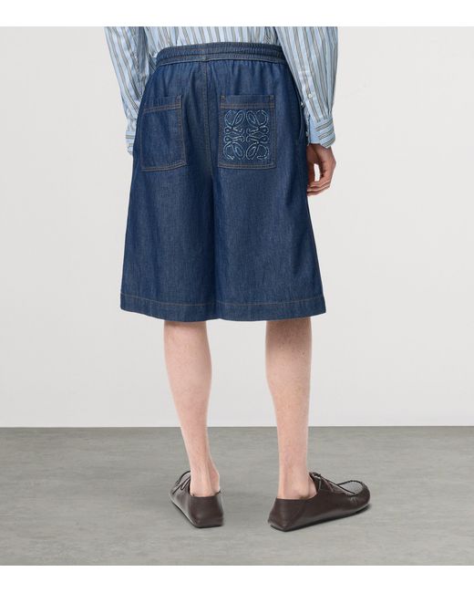 Loewe Blue Drawstring Denim Shorts for men
