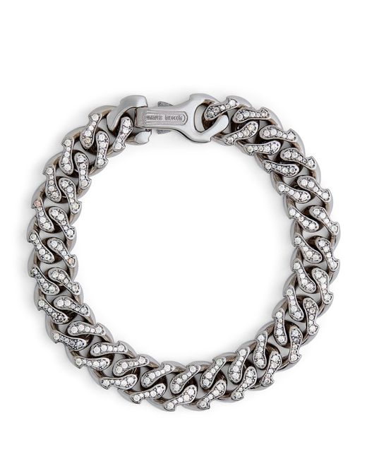 Emanuele Bicocchi Metallic Rhodium-plated Sterling Silver And Cubic Zirconia Chain Bracelet for men