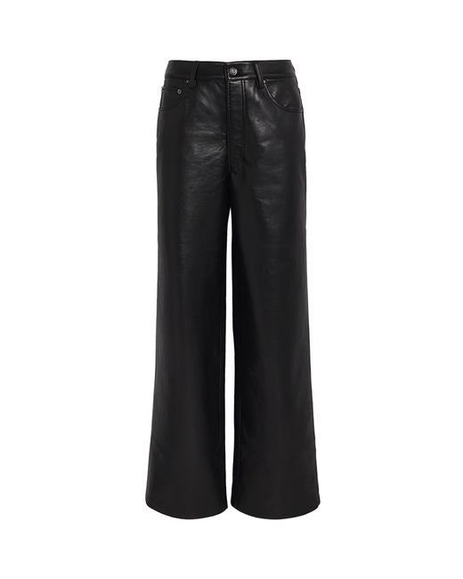 Anine Bing Black Leather Manon Wide-Leg Trousers