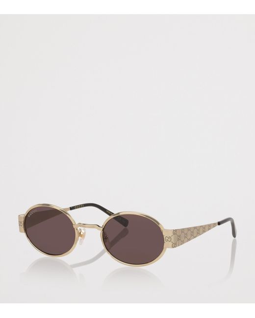 Gucci Brown Metal Round Sunglasses for men
