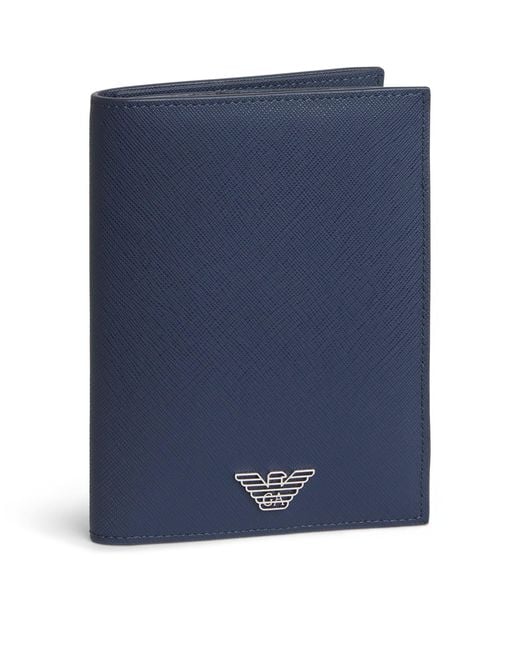 EMPORIO ARMANI ネイビー レザー ケース Emporio Armani Men's Blue Leather Passport Holder