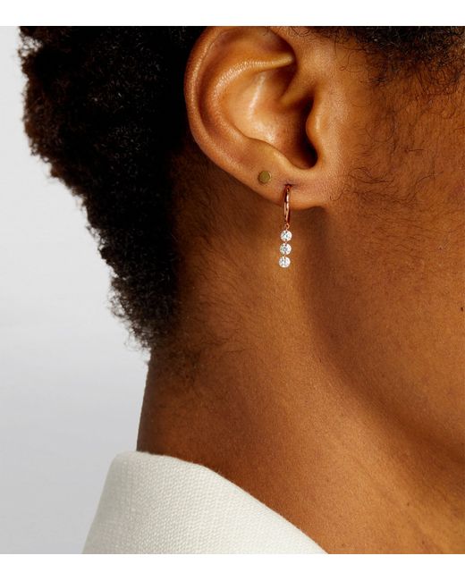PERSÉE White And Diamond 3-Stone Single Hoop Earring