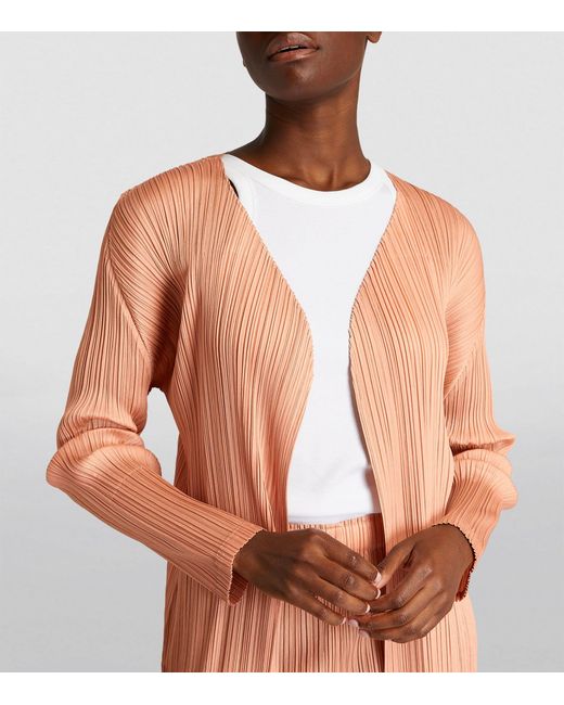 Pleats Please Issey Miyake Monthly Colors October Cardigan in Pink