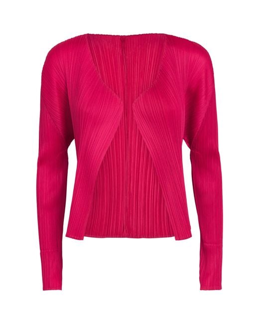 Pleats Please Issey Miyake Red New Colorful Basics Cardigan