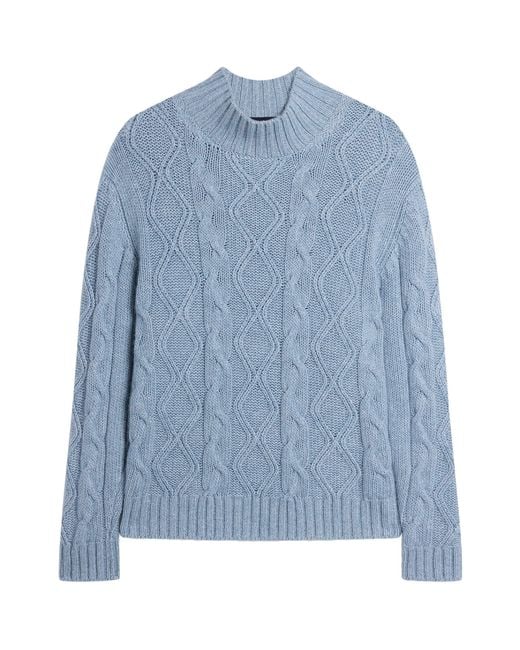 Dunhill Blue Cashmere-Blend Aran Cable-Knit Sweater for men