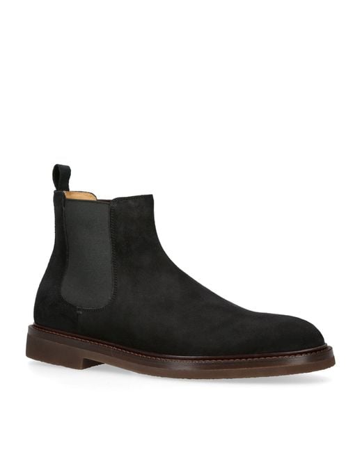 Brunello Cucinelli Black Suede Chelsea Boots for men