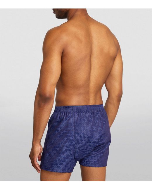 Derek Rose Blue Cotton Jacquard Boxer Shorts for men