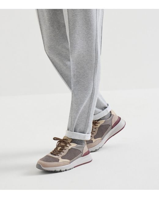 Brunello Cucinelli Gray Nubuck-Suede Sneakers for men