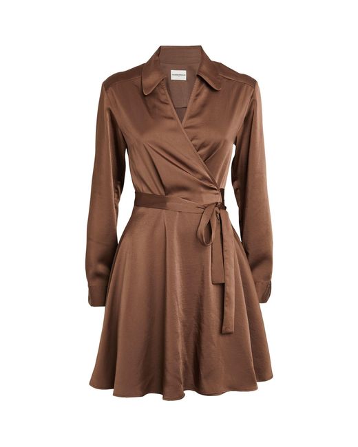 Claudie Pierlot Satin Wrap Mini Dress in Brown | Lyst Claudie Pierlot Satin Wrap Mini Dress in Brown | Lyst