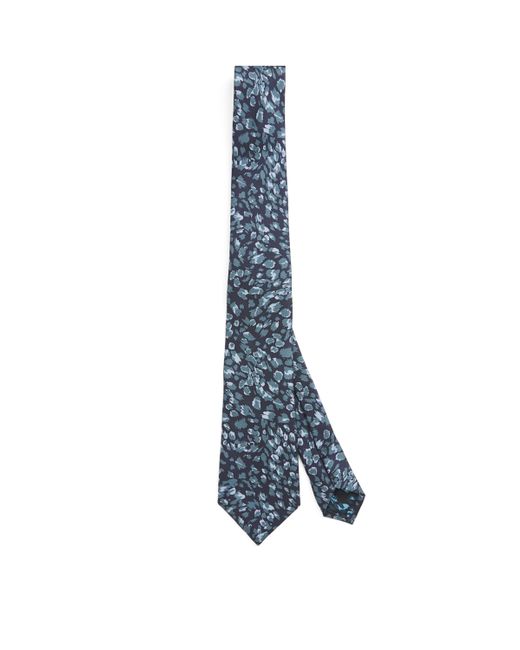 Paul Smith Blue Silk Leopard Print Tie for men