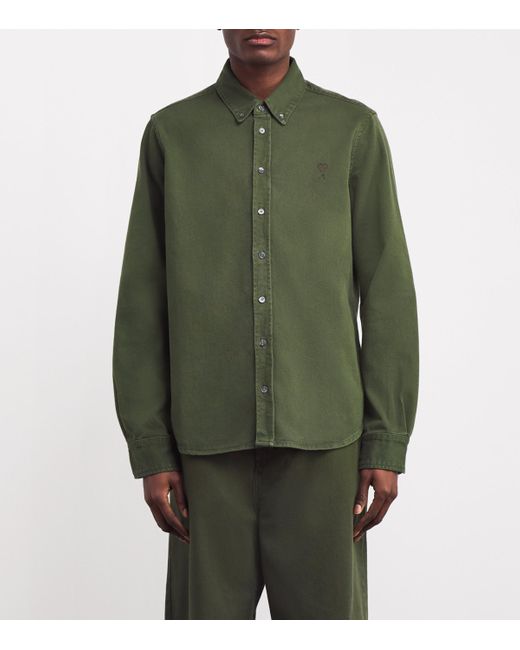 AMI Green Cotton Ami De Coeur Shirt for men