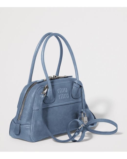 Miu Miu Blue Nappa Leather Vivant Top-Handle Bag