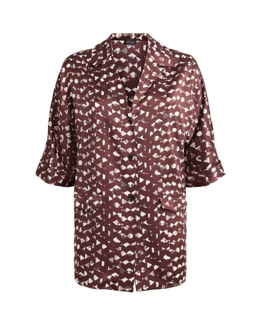 Kiton Red Silk Printed Blouse