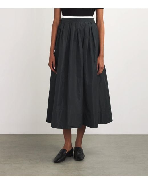 Maje Black Pleated Midi Skirt