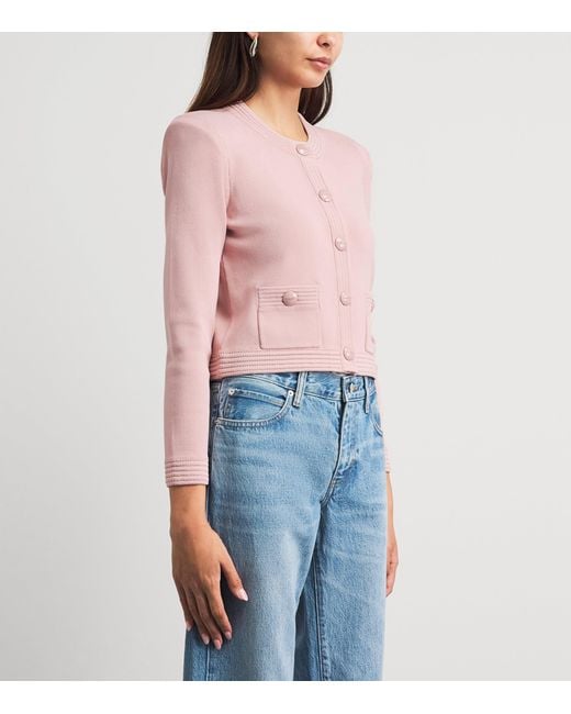 L'Agence Pink Cropped Patsy Cardigan