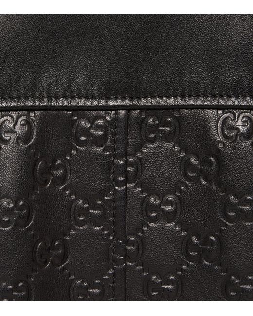 Gucci Black Gg Embossed Leather Jacket for men