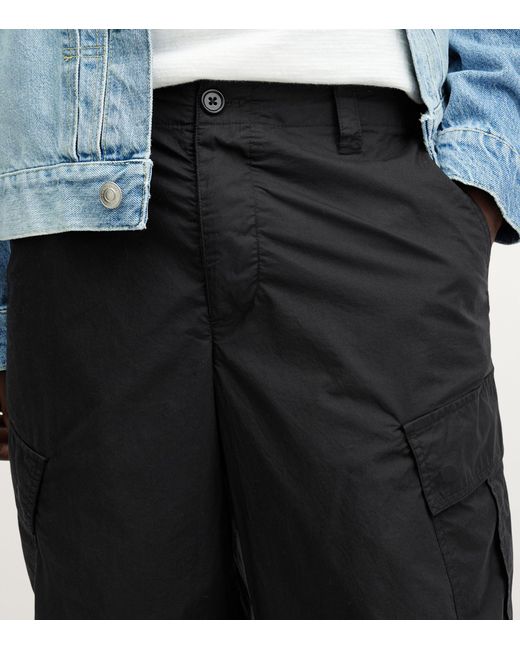 AllSaints Black Organic Cotton Ardy Cargo Shorts for men