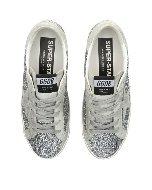 Golden Goose Deluxe Brand White Glitter Super-Star Sneakers