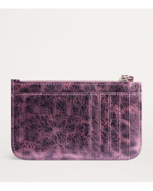 Balenciaga Purple Lambskin Long Le Cagole Wallet