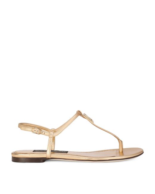 Dolce & Gabbana Leather Dg Thong Sandals | Lyst UK