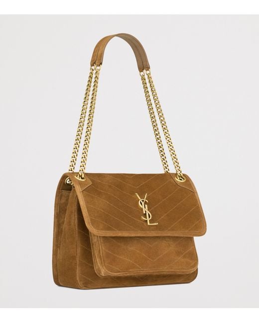 Saint Laurent Brown Medium Suede Niki Shoulder Bag