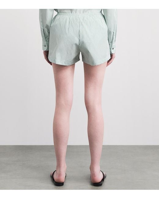 Leset Blue Cotton-Blend Stripe Yoshi Shorts