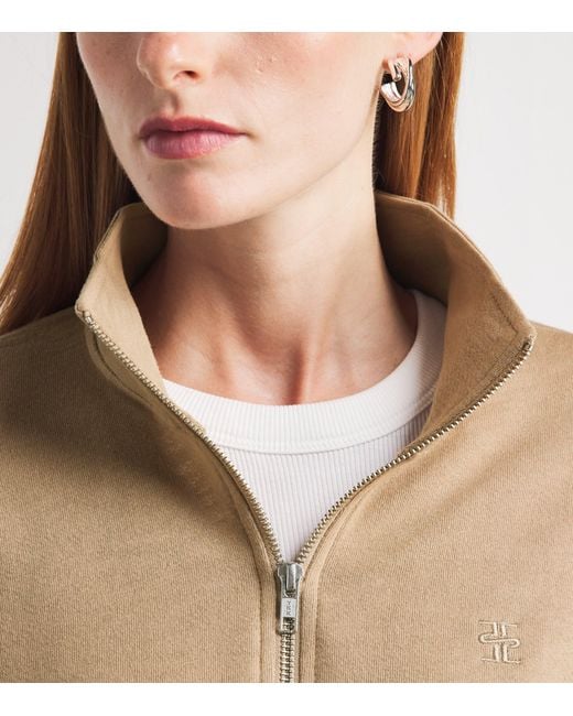 ÉTERNE Natural Cropped Half-Zip Sweatshirt