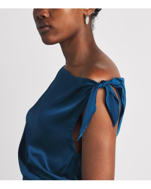 Staud Blue Silk Portia Midi Dress