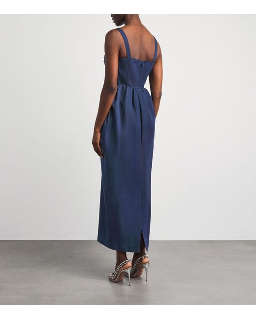 Huishan Zhang Blue Chambray Liviana Midi Dress