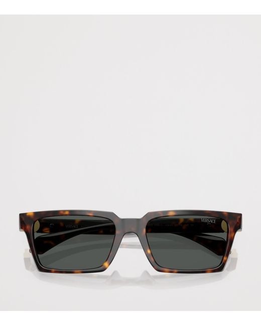 Versace Gray Tortoiseshell Rectangular Sunglasses for men